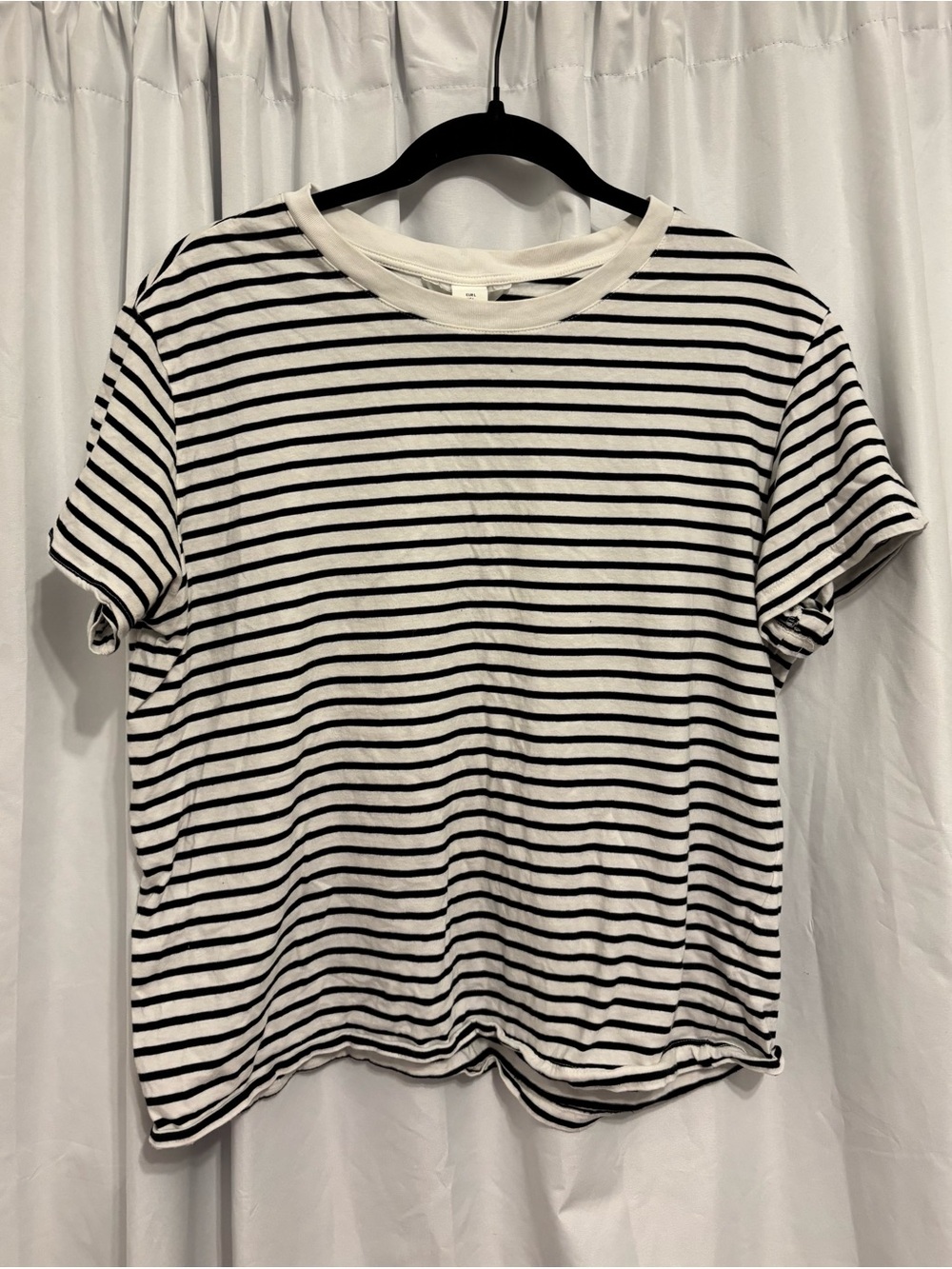 H&M Boxy Black and White Striped Crewneck Tee